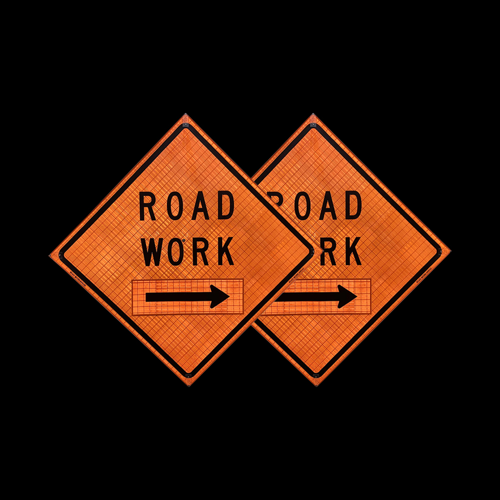 48 Inch Reflective Right Side Road Work Roll Up Traffic Sign - 